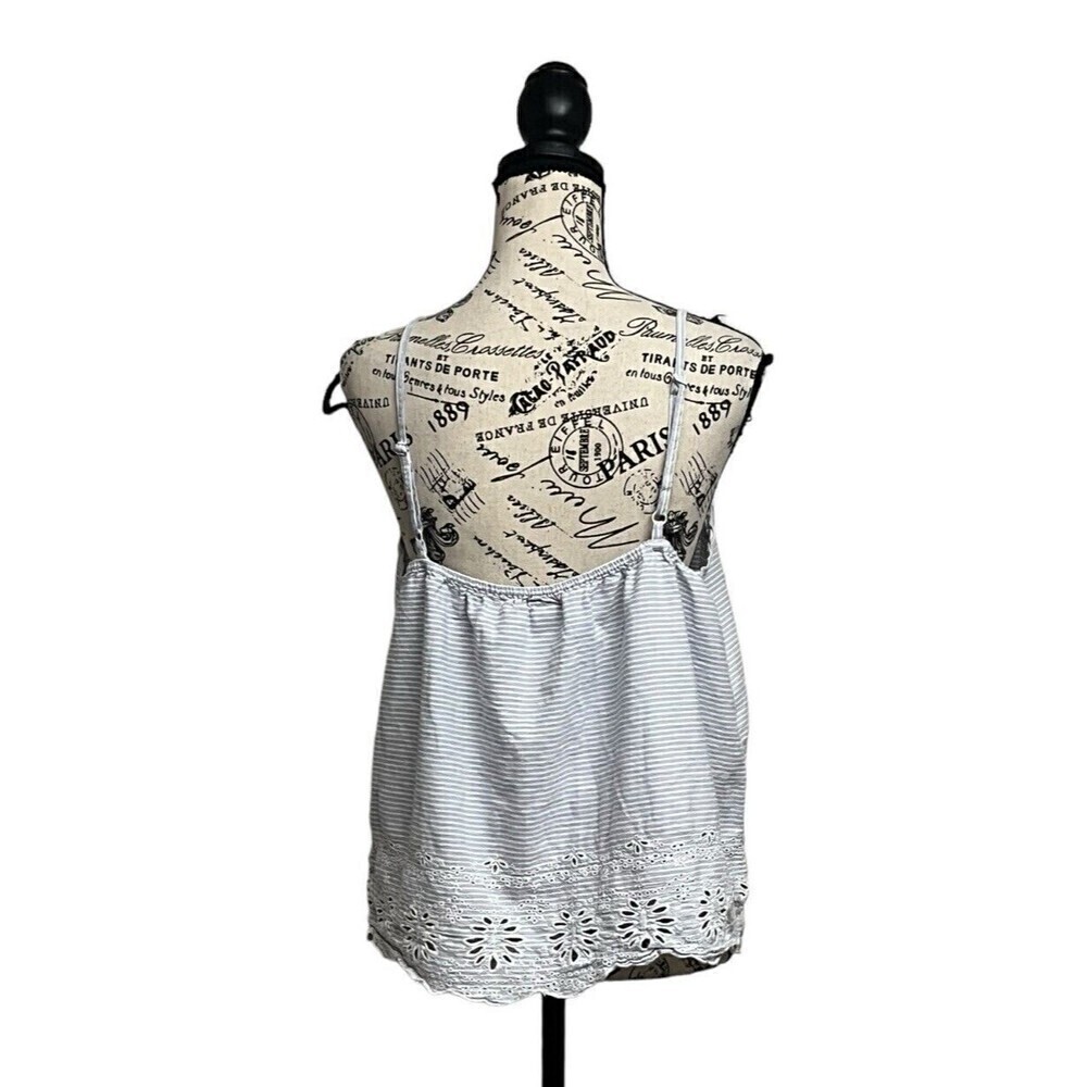Tabitha Webb Sleepwear Blue Striped Cotton Lace Hem Cami XL Womens Sleeveless - Picture 5 of 8